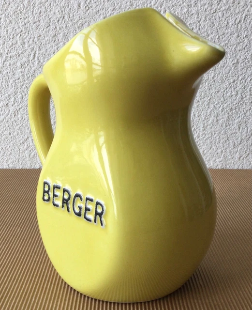 Pichet à Eau Publicitaire Berger 1 Litre Revol St Uzé Jaune Porcelaine Ancien