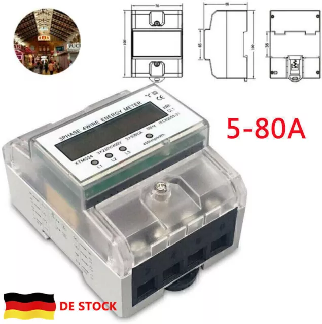 Contatore di minima corrente Contatore trifase LCD Guida DIN 5-80A230/400V trifa