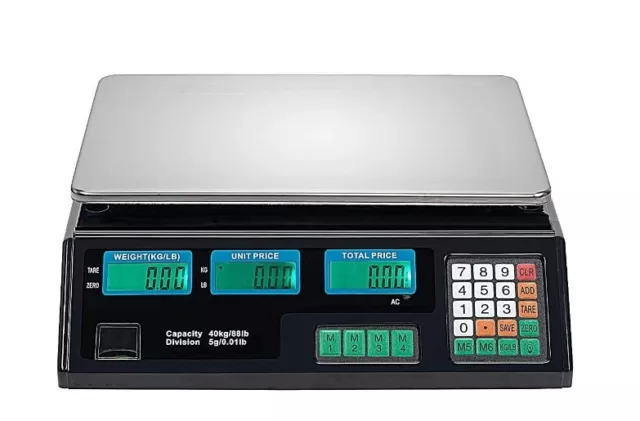 ACS-30 40kg/5g Digital Price Computing Scale for Vegetable US Plug Silver & Blac
