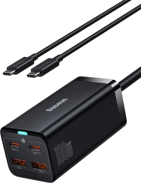 Chargeur Logik 100W GaN 4 Ports (USB-C + USB-A) – Prise UK, Modèle L100GANC23