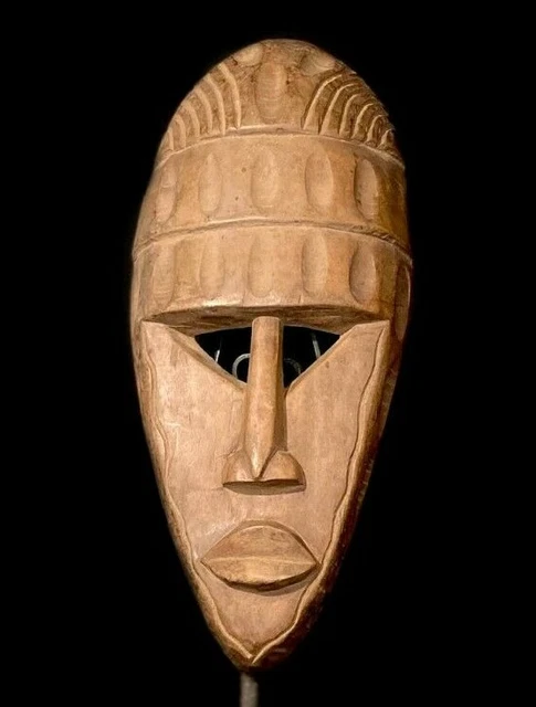 African Antique Mask Hand Carved Wooden Wall Decoration Tribal Pende -374