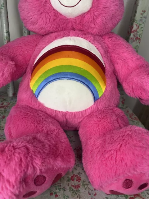 Build-A-Bear Workshop Care Bear Cheer Bear Plush Soft Toy Pink Rainbow Belly