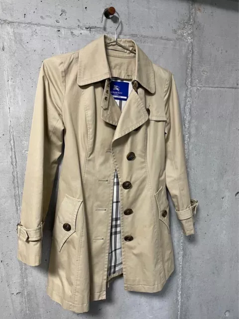 Burberry Blue Label Trench Coat Belted Cotton 100% Beige Women Size 38/M Used