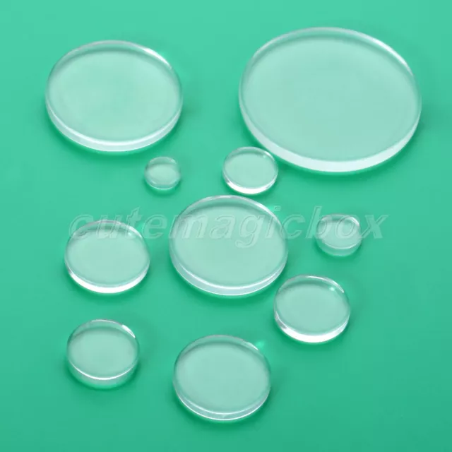 10 Sizes Both Side Transparent Flat Round Glass Cabochon For Cameo Pendants