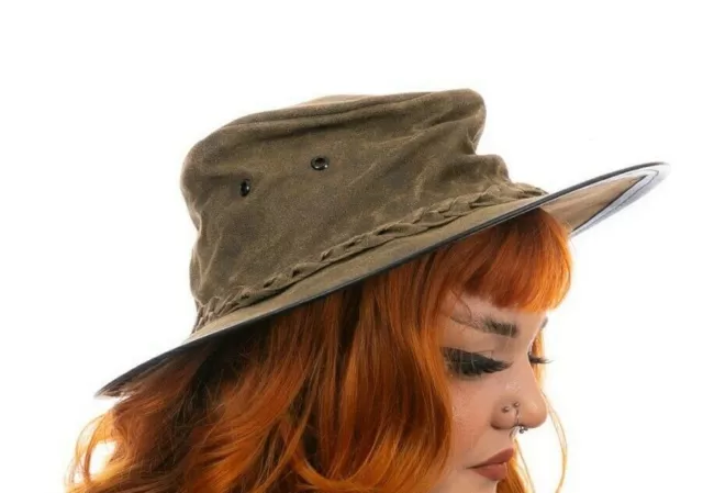 Cappello Fedora vintage effetto invecchiato in pelle scamosciata 100% Nasavrky M