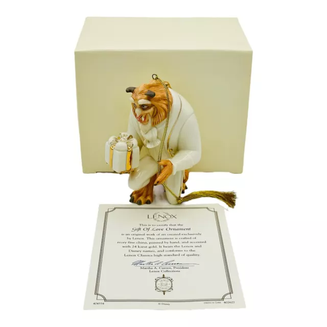 Lenox Disney Gift of Love Christmas Ornament Beauty And The Beast COA & NEW