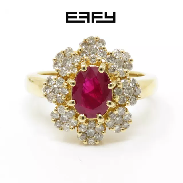 NYJEWEL EFFY BH 14k Yellow Gold Natural Ruby & Diamond Floral Ring