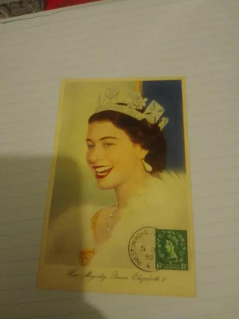 Vintage Colour Queen Elizabeth II 1952 Postmarked Postcard