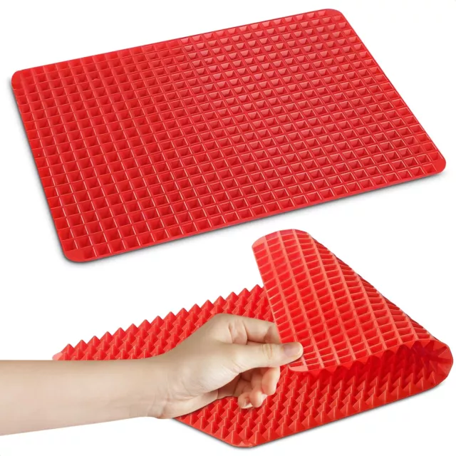 Silicone Baking Mat Red Pyramid - Nonstick Bakeware Microwave Bacon Cooker Pa...