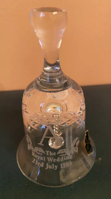 Edinburgh Crystal Quality Glass The Royal Wedding 1986 Bell 10cm Tall