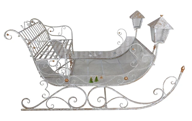 Traîneau Noël Traîneau Eisenschlitten Noël Décoration de Jardin Luge Métal 3