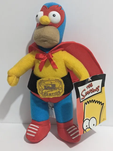2008 Homer Simpson 9" Plush Springfield Champion Wrestler Groening Cartoon Doll