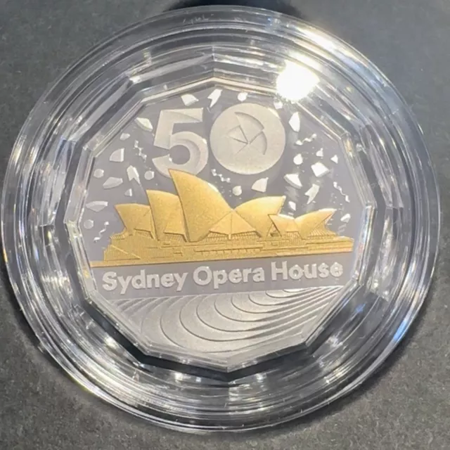 2023 50c 50th Anniversary of Sydney Opera House Gold Plated Silver Proof Coin