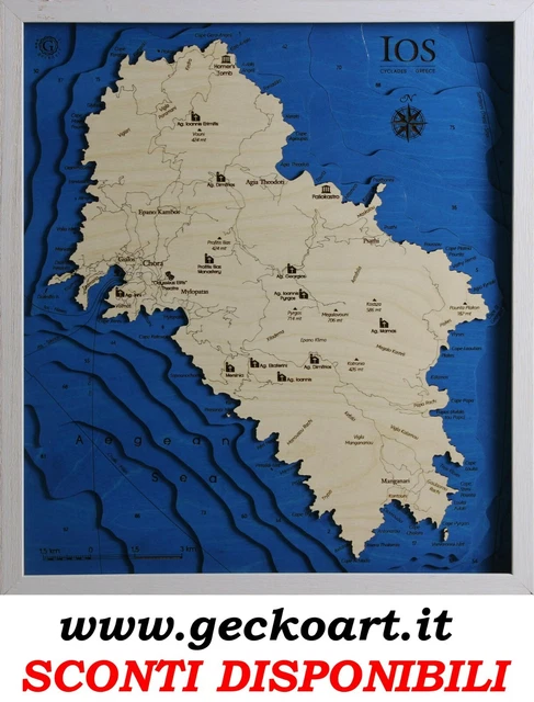 IOS GREECE GREECE Map 3D Map Modern Picture Map Chart | www.geckoart.it ...