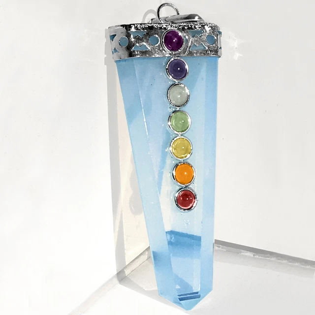 HIGH ENERGY Opalite Crystal 7 Chakra Stone Pendant Silver Opal Necklace CHARGED 2