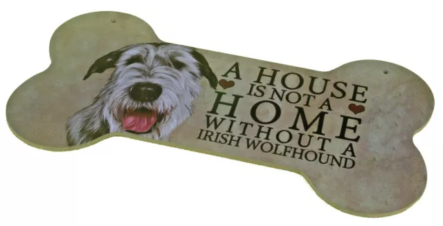 Irish Wolfhound Breed of Dog Light MDF Bone Design Sign Plaque Perfect Gift