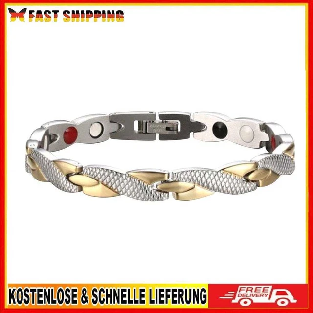 4pz Braccialetto di Coppia Drago Magneticoterapia Twisted Staccabile (Argento/Oro)
