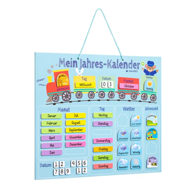 Kalender Tafel für Kinder Lerntafel Jahreszeiten Uhr Magnet Spiel Lernuhr