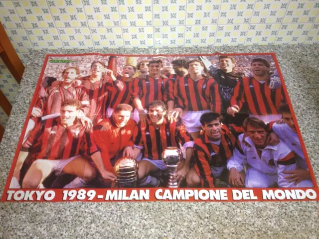 Poster Guerin Sportivo Milan Campine Del Mondo Tokyo 1989 + Italia 90 Con Baggio