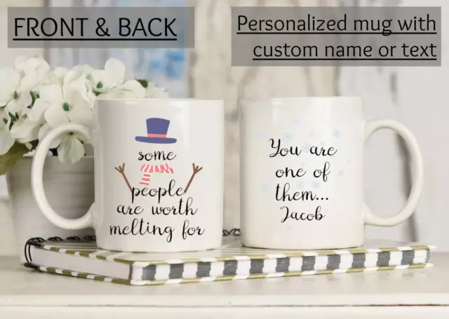 Personalized Snowman Gift Mug. Cute Gift For Boyfriend. Custom Gift For Him. Cut