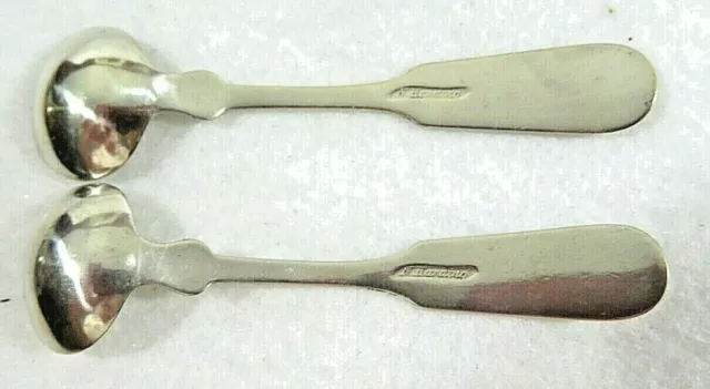 Coin Silver Newell Harding, Boston MA Ca 1830 Pair of Salt Spoons 3