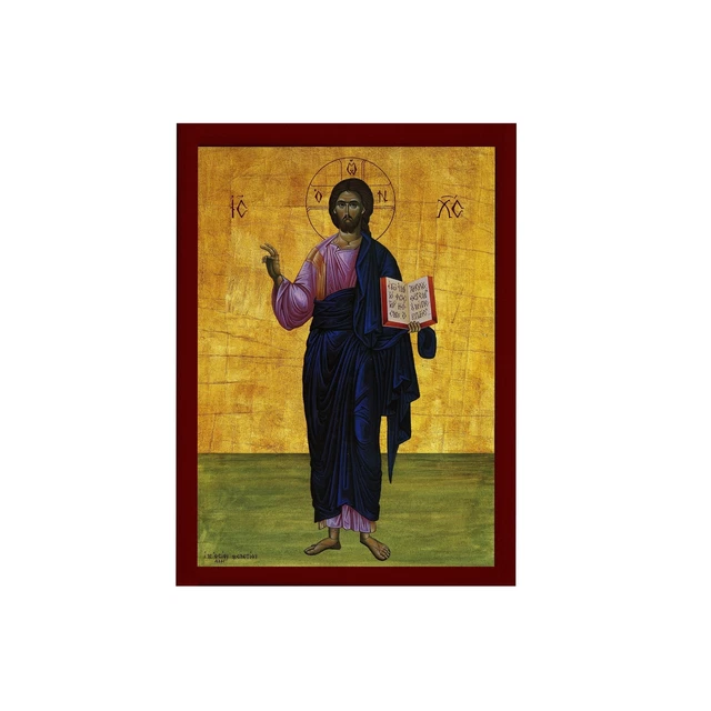JESUS CHRIST ICON, Handmade Greek Orthodox icon of our Lord, Byzantine ...