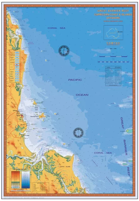 Boating, Fishing, Qld Marine Safety Chart - CAPRICORN COAST & ISLANDS + BONUS