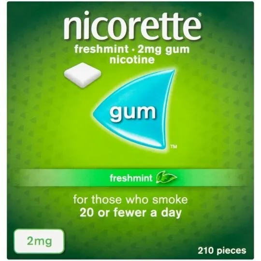 Nicorette Nicotine  Fresh Mint Gum 2mg 210 Peices *New & Original *