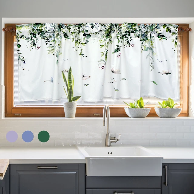 Window Valances Privacy Plant Leaves Window Curtain Decorative Kitchen kipjJ