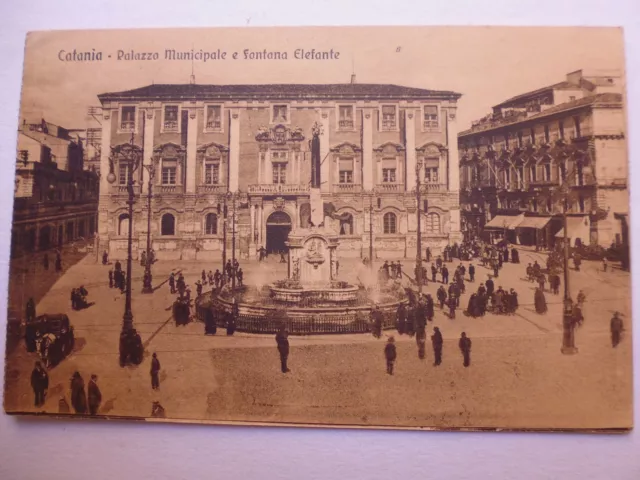 576° Catania Palazzo Municipale E Fontana Elefante Non  Viaggiata Primi '900