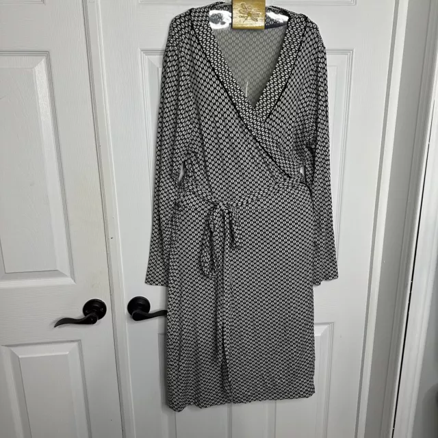 BANANA REPUBLIC Gemma Wrap Dress Print Black White Career Preppy Sz XL