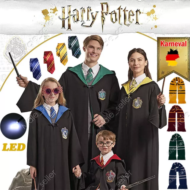 DHL Harry Potter Kostüm Mantel Umhang Krawatte Gryffindor Slytherin Hufflepuff.