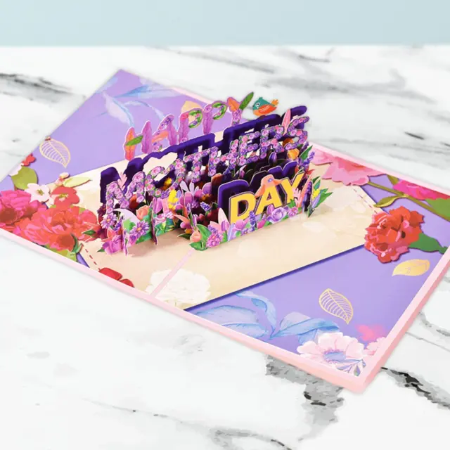 Carte de fête des mères, carte cadeau avec fleurs, carte -up pour penser