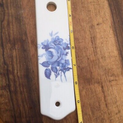 French Door Finger Push Back plate blue Rose vintage￼ Porcelain Limoge 3
