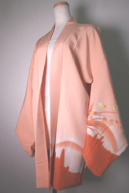 8739J5 Silk Vintage Japanese Kimono Haori Jacket Lily