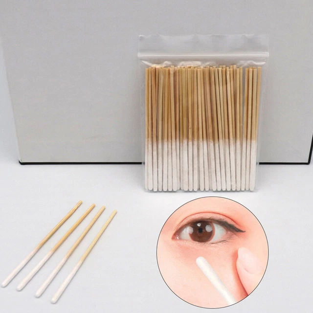 30/60pcs Disposable Longer Cotton Swab Brush Lint Free Micro Brushes Wood Cot-xd