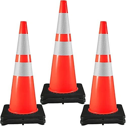 Pack 3" Traffic Cones, Safety Road Parking Cone with Black 36"(6Cones) 6