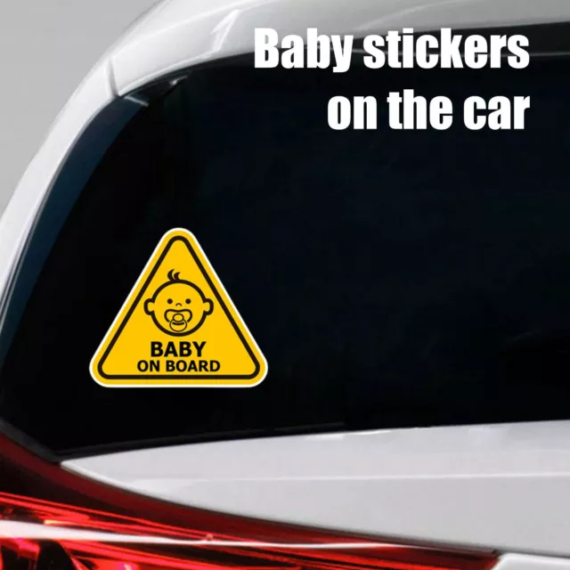 Baby On Board Safety Car Window Suction Cup Yellow Warning Sign Waterproof Decal 3