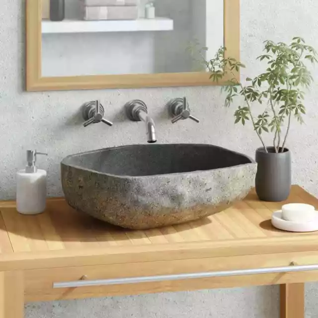 Wash Basin Vanity Sink Small Countertop Wash Basin Natural Stone Oval vidaXL