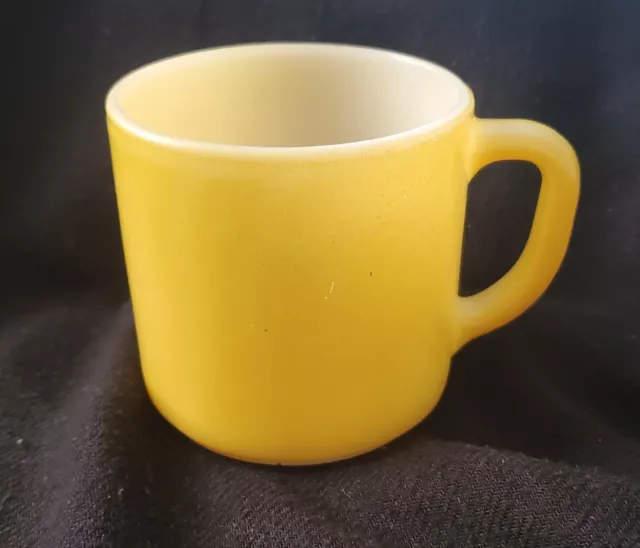 Vintage Federal Glass MCM Milk Glass Yellow D Handle Coffee Tea Mug Cup USA Vtg