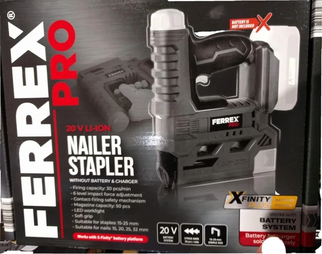 FERREXPRO 20V NAILER/STAPLER Gun Workzone/Xfinity Builders/Handyman