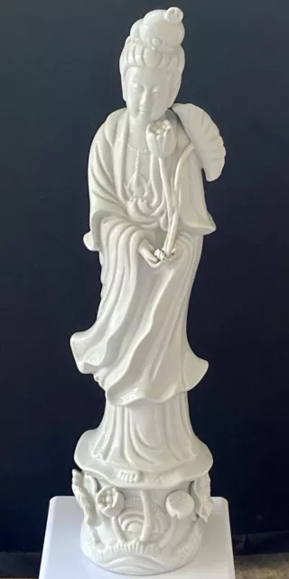 VTG Beautiful White Hand-Carved Porcelain Japanese Geisha Statue 13"H