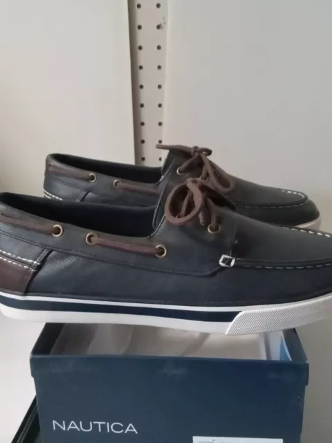 Nautica Galley 2 Boat Shoe Navy Brown smooth mens Size 12, really nice #00t