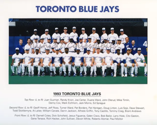 1993 Toronto Blue Jays World Series Champions 8X10 Team Photo