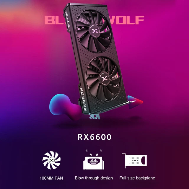 XFX RX 6600 Graphics Card 8GB 128Bit GDDR6 Low Noise Computer PC Accessories