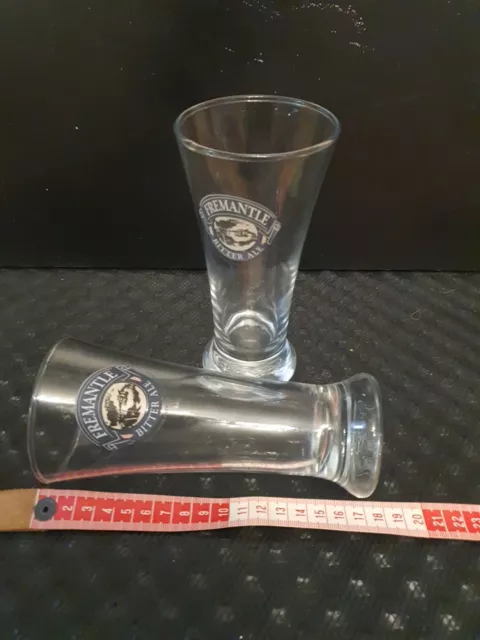 Rare Collectable Fremantle Bitter Ale 285Ml Beer Glasses 17Cm Tall As New B9