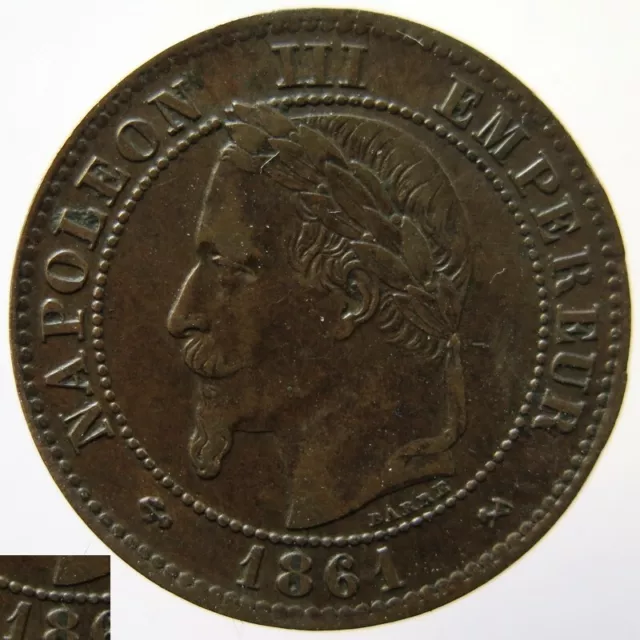 F108A03.1 - FRANCE - 2 centimes Napoléon III - 1861 K - buste définitif