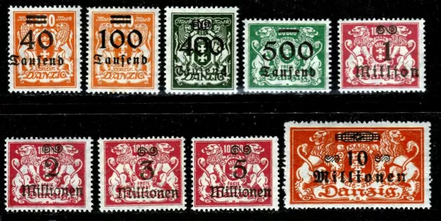 Danzig 158-68 **, ohne 160,163, Aufdruckwerte 1923