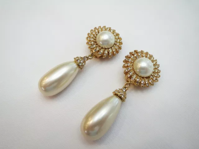 GORGEOUS CINER PEARL Drop & Cabochon Diamante Clip Earrings -- Just ...