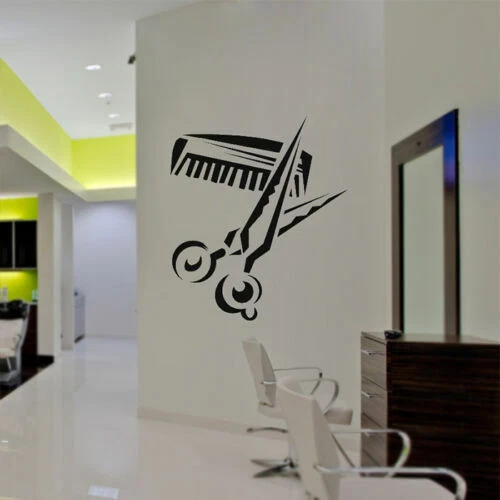 HAIR SALON HAIRCUT Scissors Comb Icon Decal Sticker for Hair Salon ...